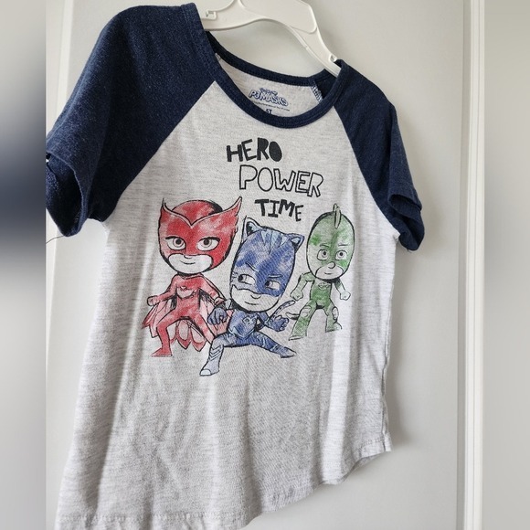 PJ Masks Super Hero Power Time Raglan T Shirt Top Kids Size 5T Disney - Picture 9 of 10